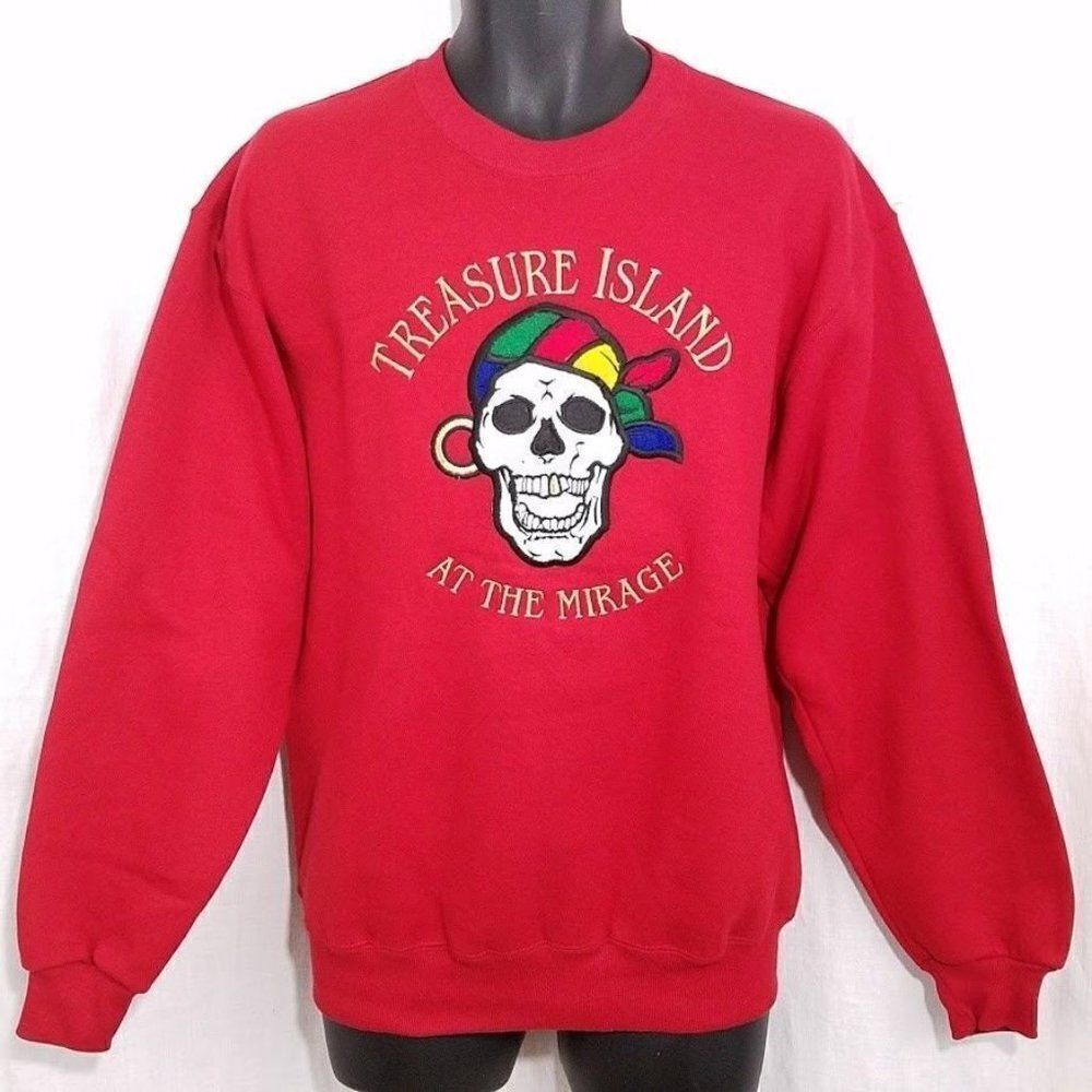 Treasure Island At The Mirage Sweatshirt Vintage 90s Pirate Made In USA Medium